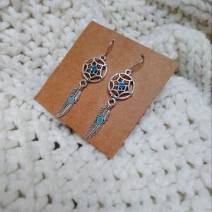2for25$ Silver Dreamcatcher Earrings with Blue Accents